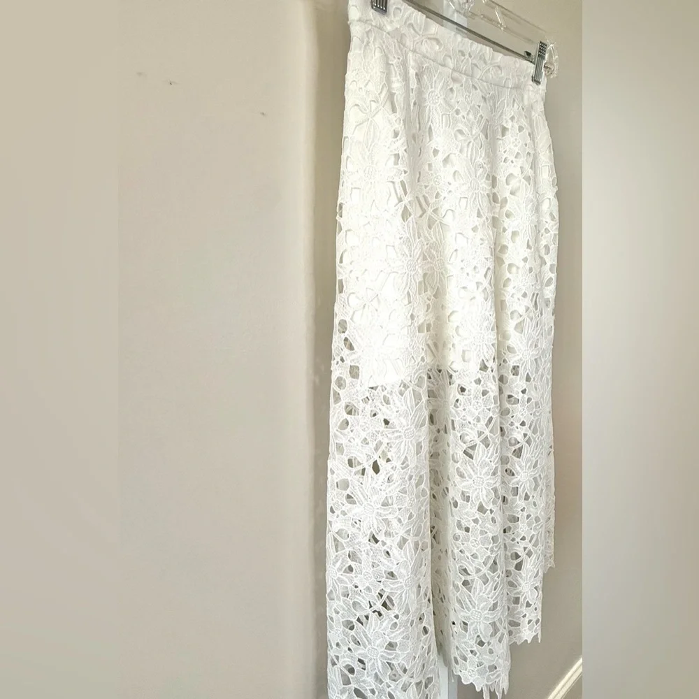 Karina Grimaldi Artemisa White Floral Lace Midi Skirt XS Boho